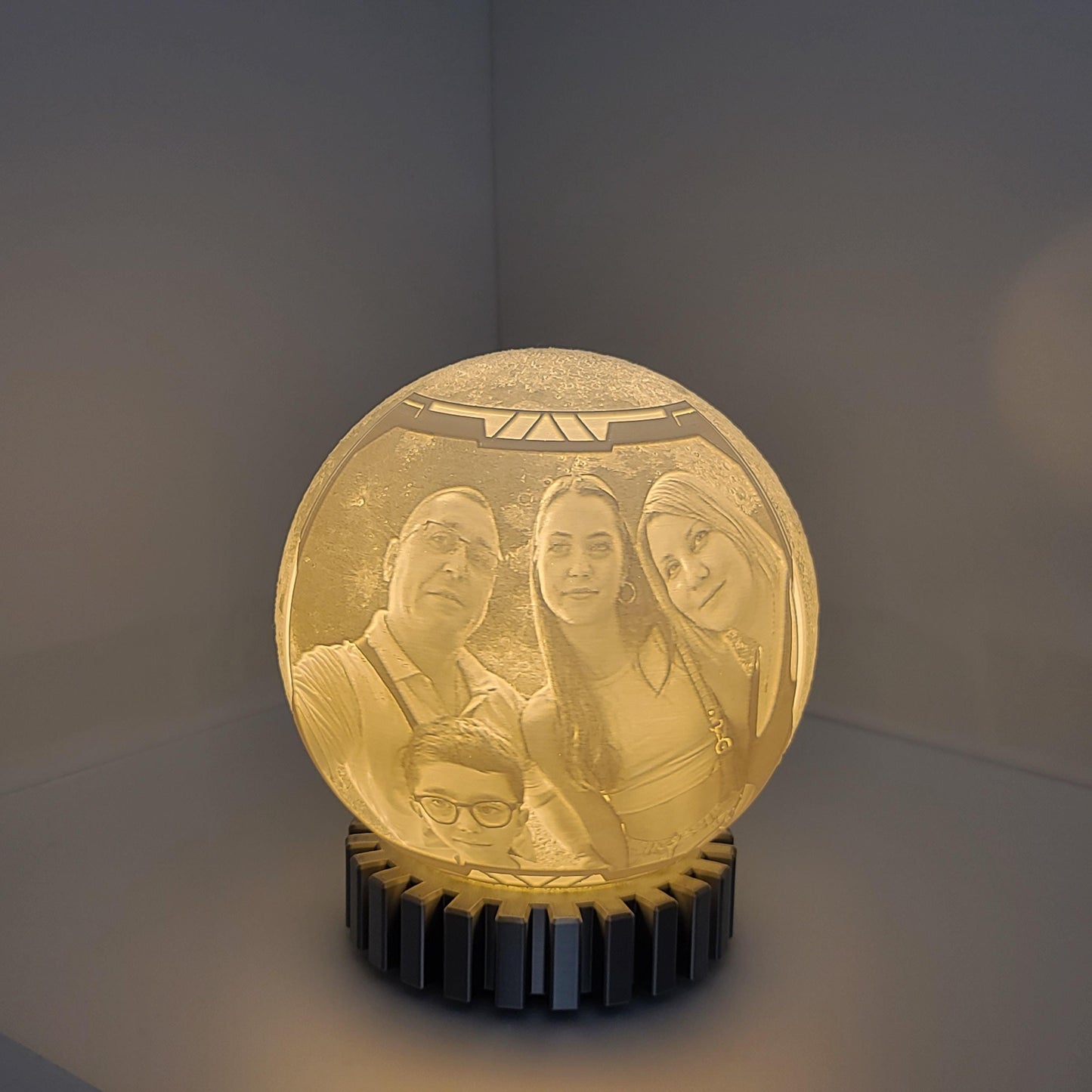 Personalized 3D Printed Moon Lamp with Photo & Text