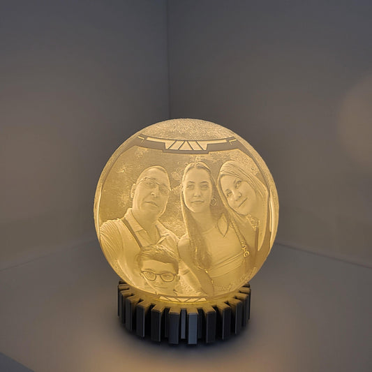 Personalized 3D Printed Moon Lamp with Photo & Text
