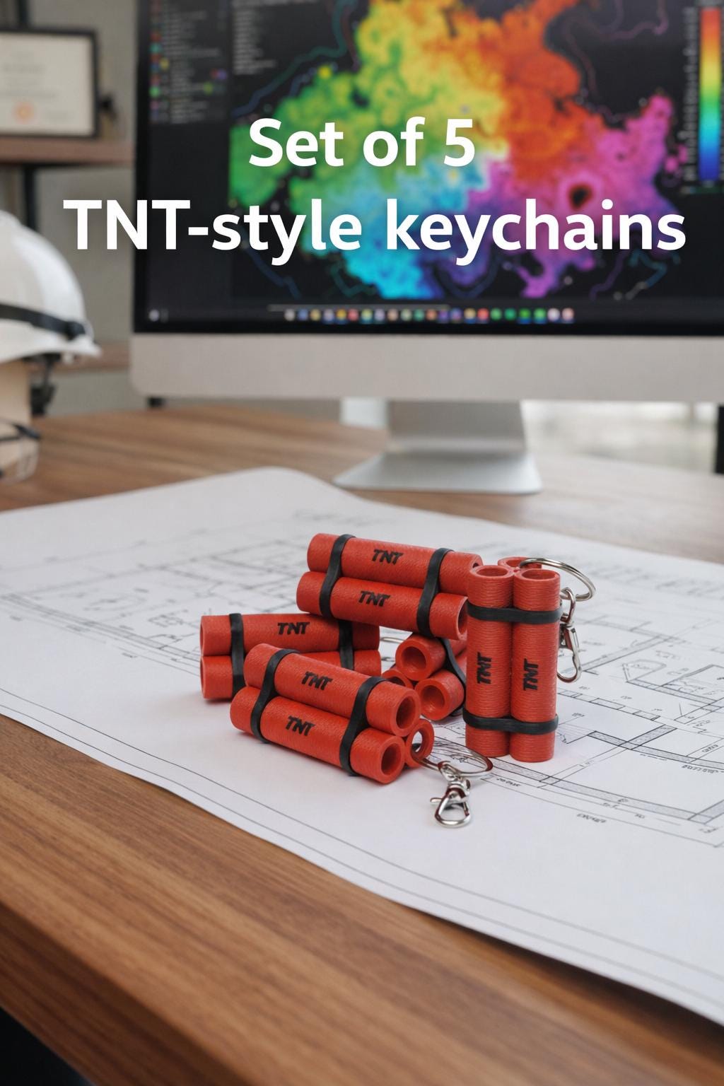 Custom TNT Keychain Set (5 Pack) | 3D Printed, Funny Worksite Key Identifier