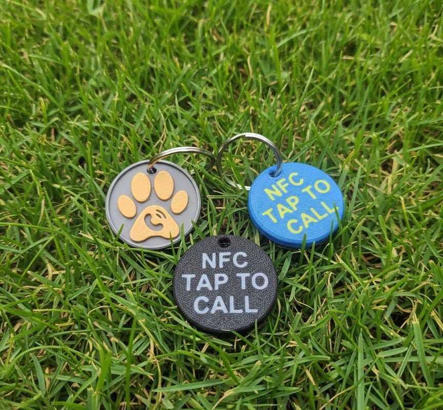 Custom NFC Pet ID Tag – 3D Printed Paw Design, No App Needed