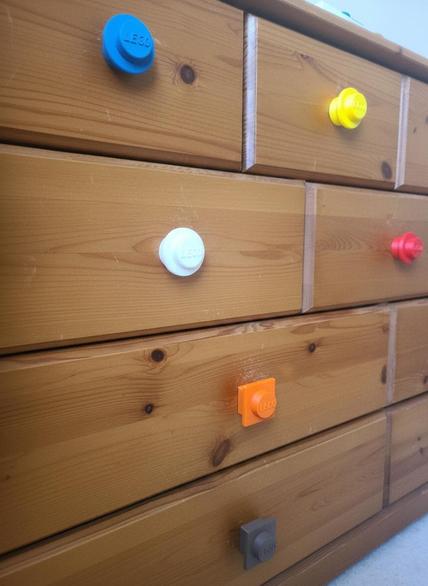 Rounded Drawer Door Knob Handle | Colourful Drawer Pulls | Kids Room Furniture Hardware | Inspired by Lego bricks
