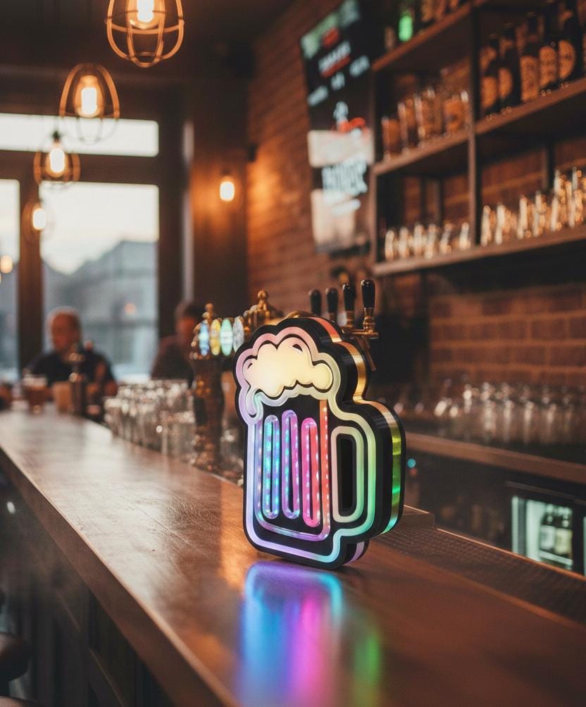 Beer O'Clock LED Lightbox – Music Sync Man Cave Decor, Bluetooth App Control