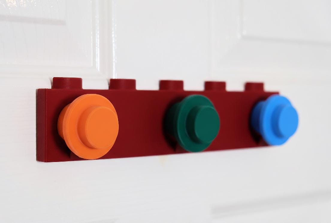 Building Brick Wall Hooks – 3D Printed Rack – Lego inspired Room Decor – Brick Style Wardrobe Hooks – Playroom Storage