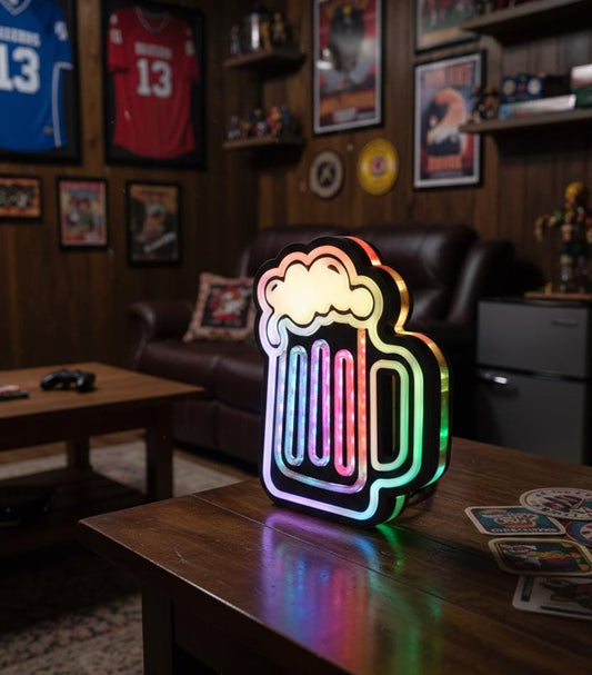 Beer O'Clock LED Lightbox – Music Sync Man Cave Decor, Bluetooth App Control