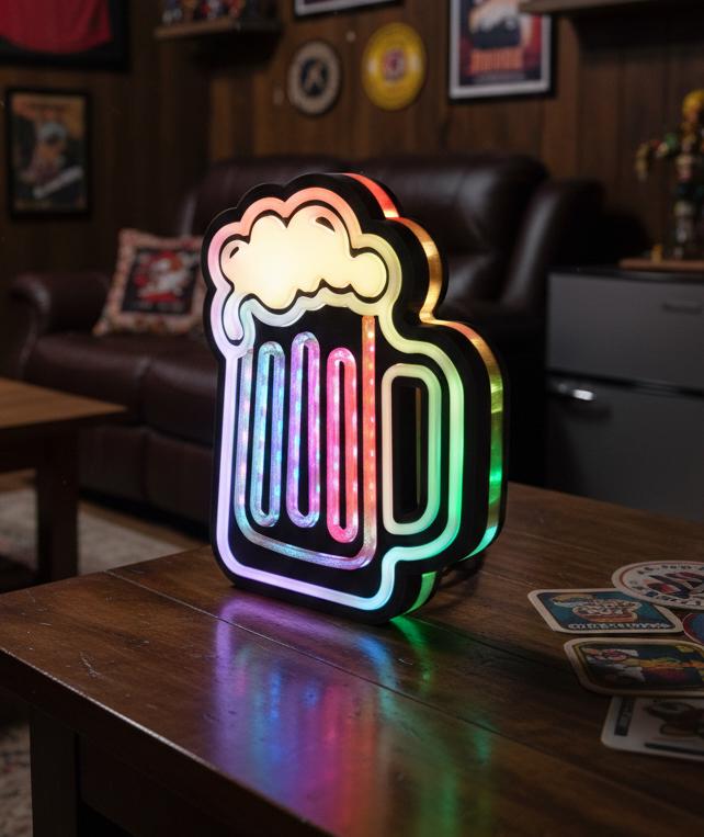 Beer O'Clock LED Lightbox – Music Sync Man Cave Decor, Bluetooth App Control