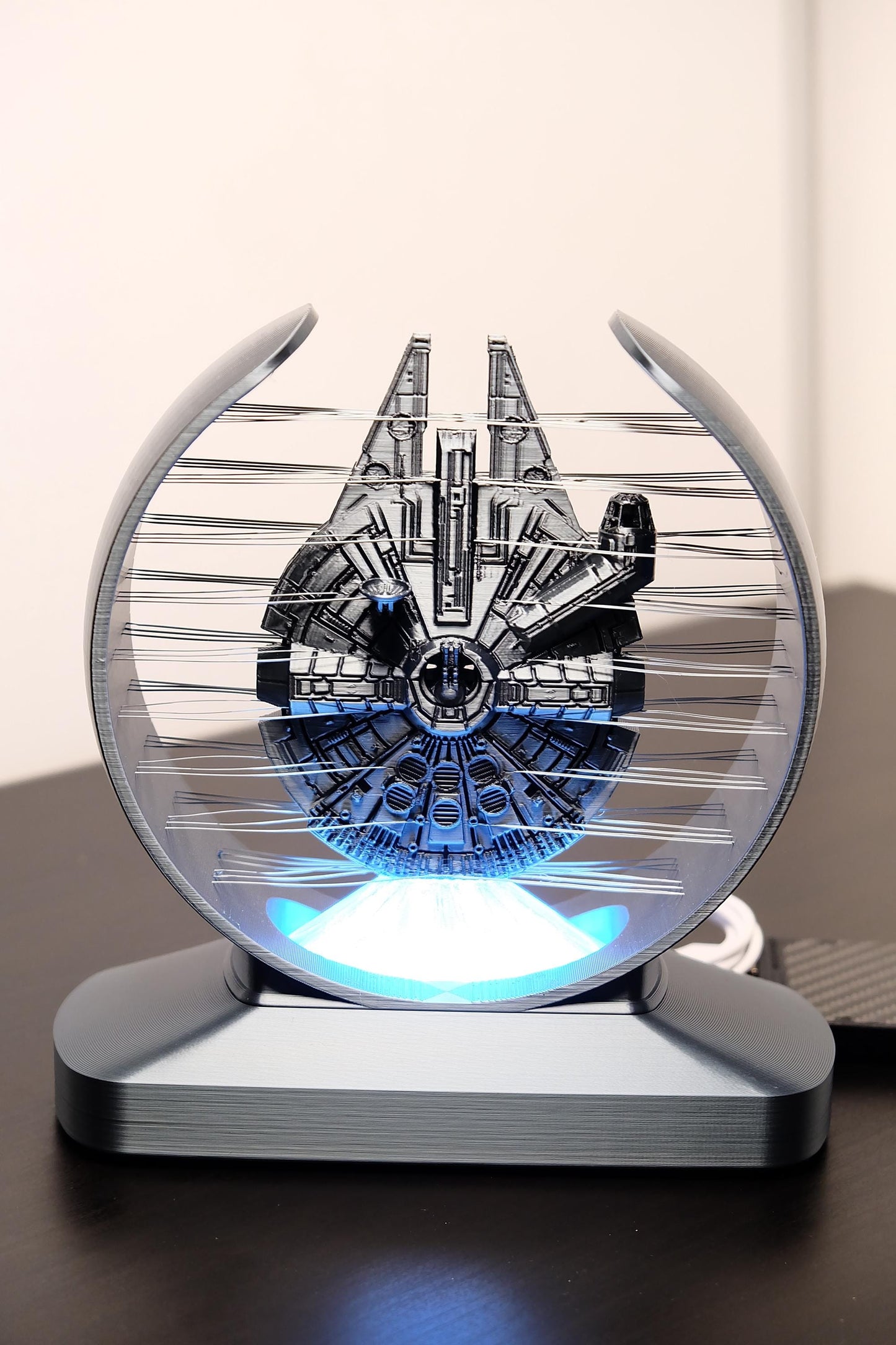 Millennium Falcon Ship – Sci-Fi 3D Printed Light, Desk Decor, Space Ship Display, Unique Fan Gift
