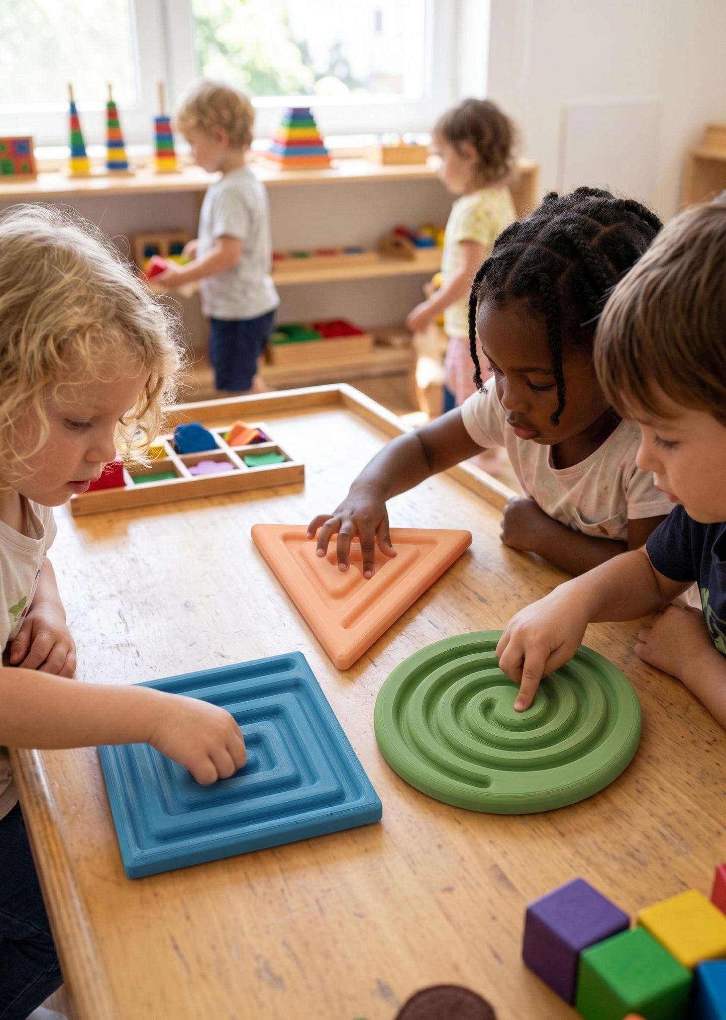Geometric Sensory Maze Boards | Montessori Plates (SET OF 3 PLATES)